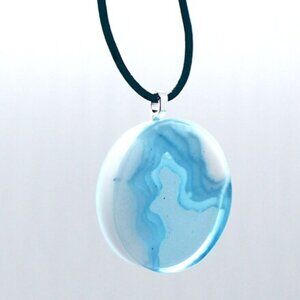 Handmade one of a kind Glacial Ocean pendant with  leather necklace